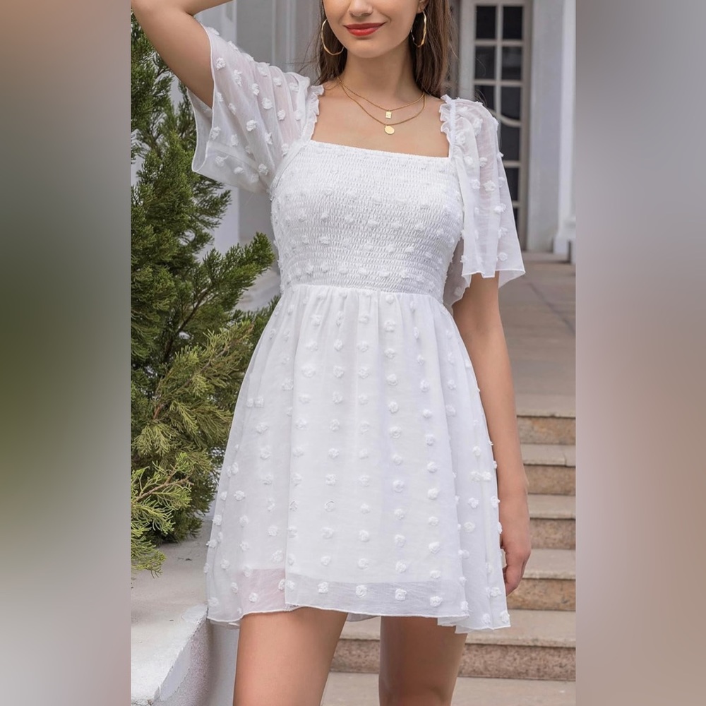 Smocked Square Neck Flowy Mini Sundress